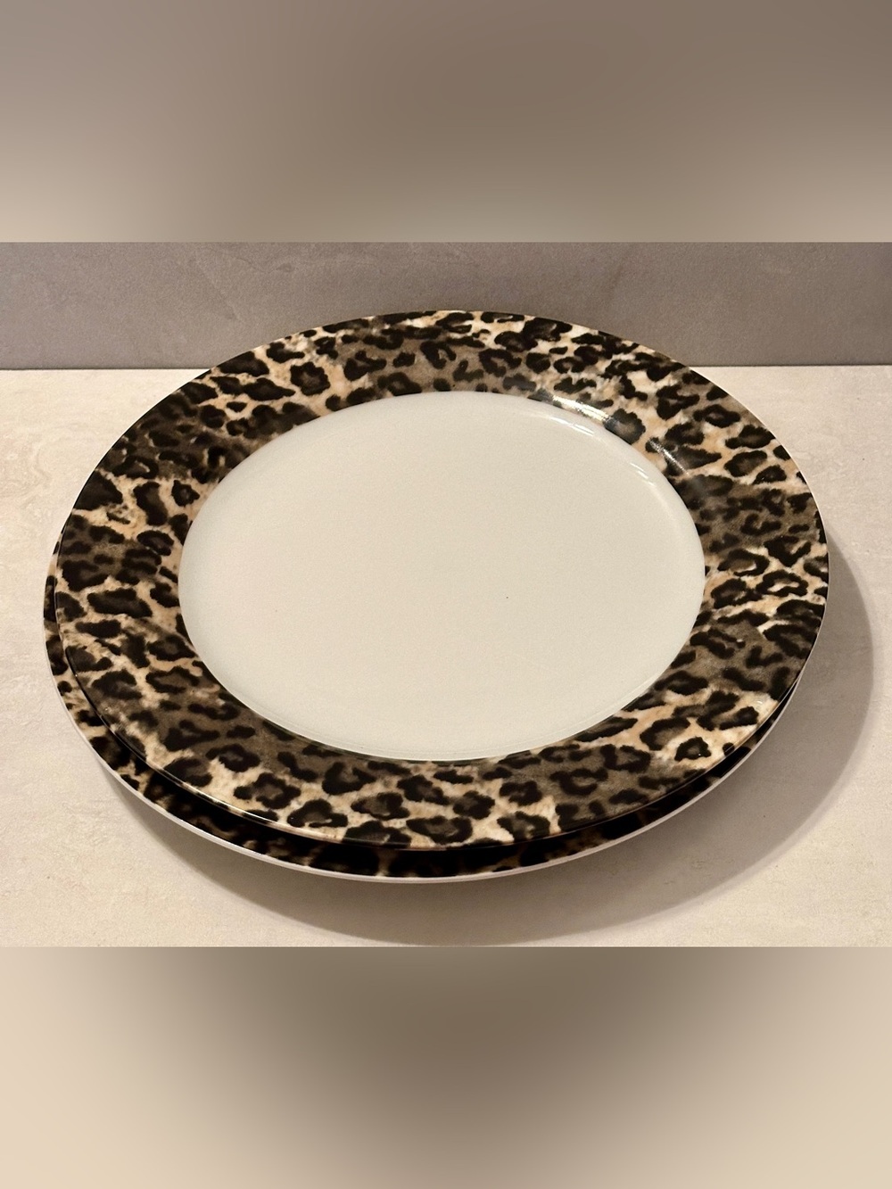 Set Of 2 Tienshan Fine China Leopard Dinner Plate 10.75" Dia.